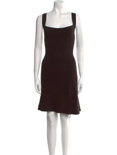 Pre-owned Safiyaa Square Neckline Mini Dress In Brown