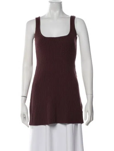 Pre-owned Safiyaa Square Neckline Sleeveless Top In Burgundy