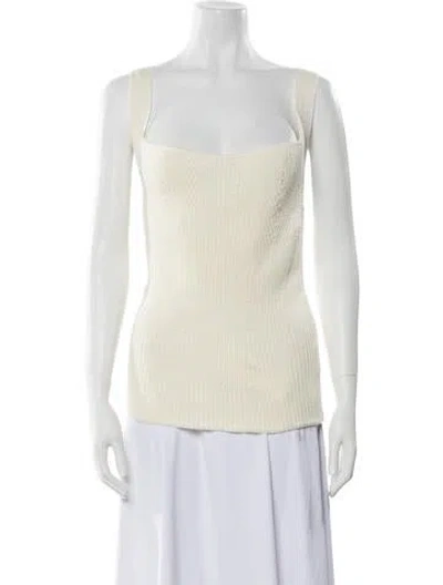 Pre-owned Safiyaa Square Neckline Sleeveless Top In Neutral