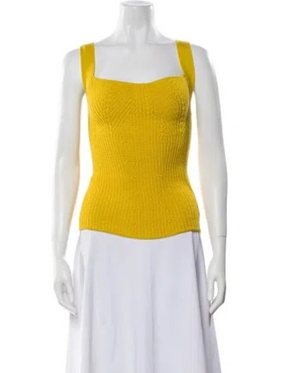 Pre-owned Safiyaa Square Neckline Sleeveless Top W/ Tags In Yellow