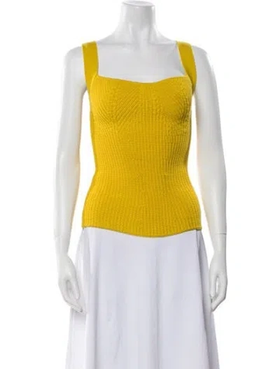 Pre-owned Safiyaa Square Neckline Sleeveless Top W/ Tags In Yellow