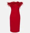 Safiyaa Starling Feather-trimmed Midi Dress In Red