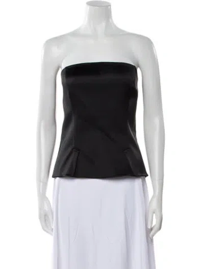 Pre-owned Safiyaa Strapless Crop Top In Black