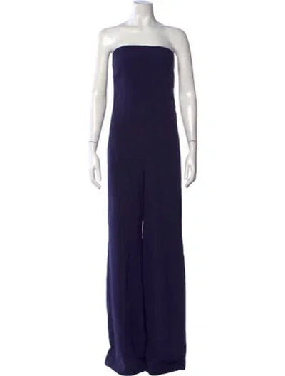 Pre-owned Safiyaa Strapless Jumpsuit In Blue