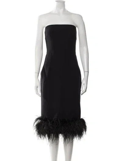 Pre-owned Safiyaa Strapless Knee-length Dress In Black