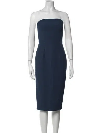 Pre-owned Safiyaa Strapless Knee-length Dress In Blue