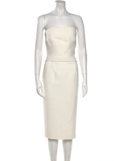 Pre-owned Safiyaa Strapless Knee-length Dress In Neutral