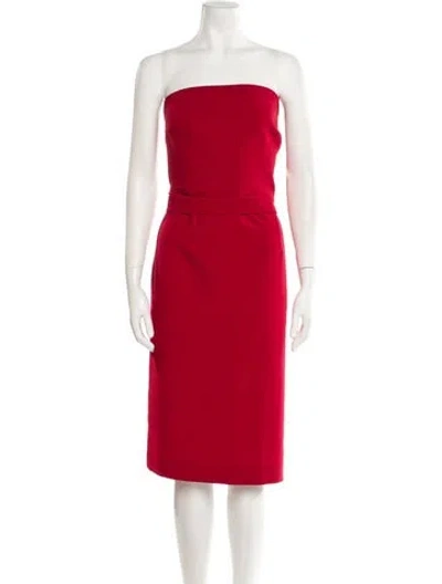 Pre-owned Safiyaa Strapless Knee-length Dress W/ Tags In Red