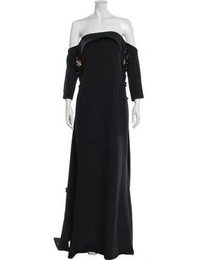 Pre-owned Safiyaa Strapless Long Dress In Black