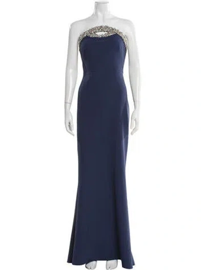 Pre-owned Safiyaa Strapless Long Dress In Blue