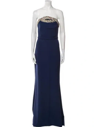 Pre-owned Safiyaa Strapless Long Dress In Blue