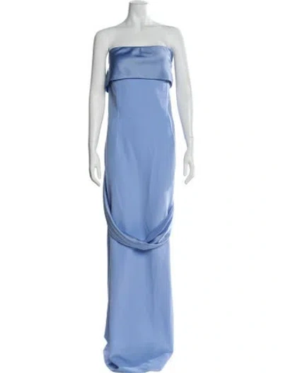 Pre-owned Safiyaa Strapless Long Dress In Blue