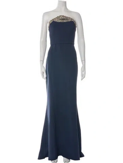 Pre-owned Safiyaa Strapless Long Dress In Blue