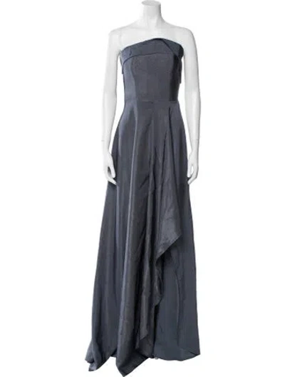 Pre-owned Safiyaa Strapless Long Dress In Gray