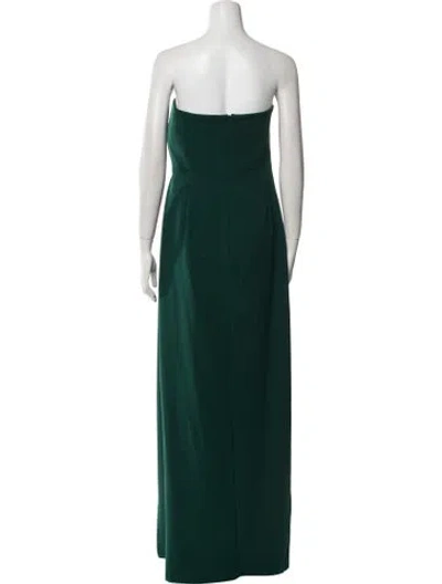 Pre-owned Safiyaa Strapless Long Dress In Green