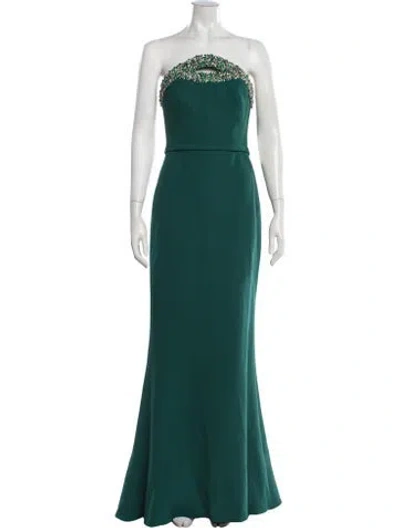 Pre-owned Safiyaa Strapless Long Dress In Green
