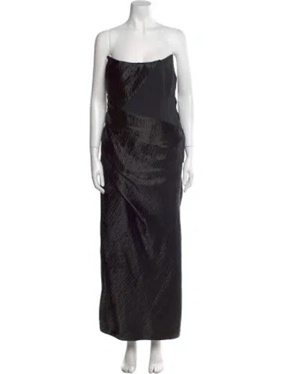 Pre-owned Safiyaa Strapless Long Dress In Multi