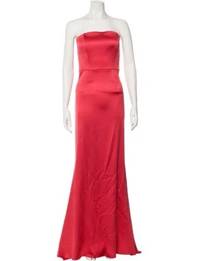 Pre-owned Safiyaa Strapless Long Dress In Red