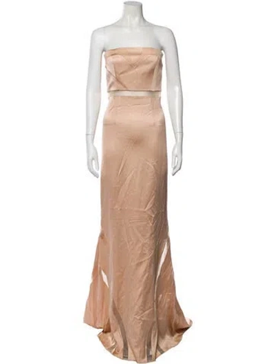 Pre-owned Safiyaa Strapless Long Dress W/ Tags In Neutral