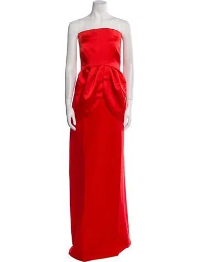 Pre-owned Safiyaa Strapless Long Dress W/ Tags In Red