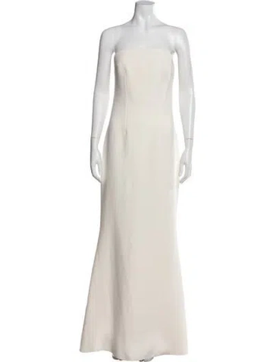 Pre-owned Safiyaa Strapless Long Dress In White