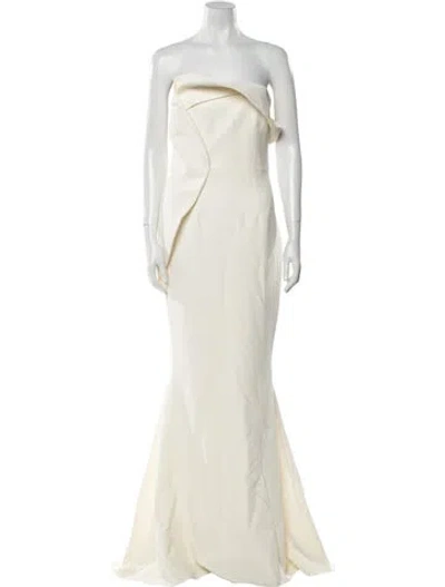 Pre-owned Safiyaa Strapless Long Dress In White