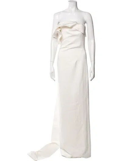 Pre-owned Safiyaa Strapless Long Dress In White