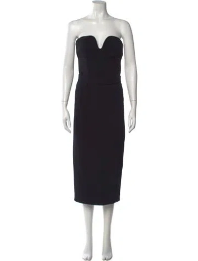 Pre-owned Safiyaa Strapless Midi Length Dress In Black