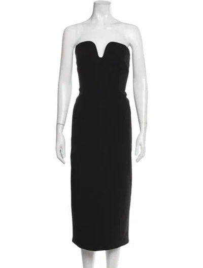 Pre-owned Safiyaa Strapless Midi Length Dress In Black