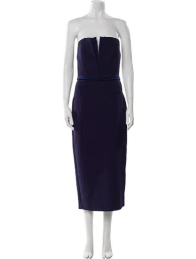 Pre-owned Safiyaa Strapless Midi Length Dress In Blue