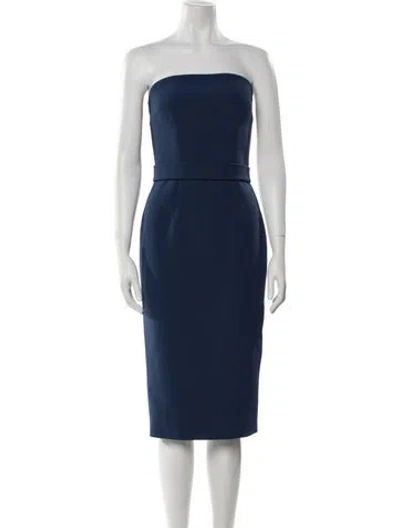 Pre-owned Safiyaa Strapless Midi Length Dress In Blue