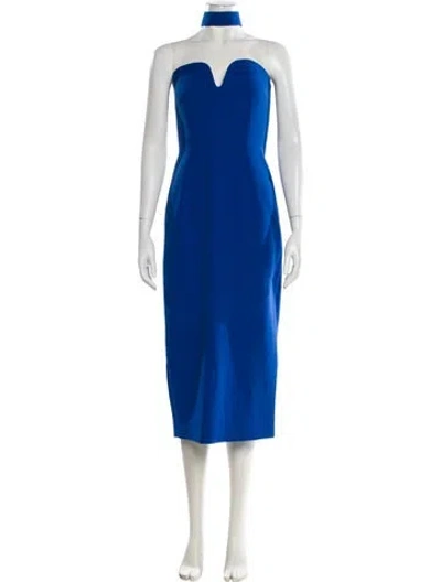 Pre-owned Safiyaa Strapless Midi Length Dress In Blue
