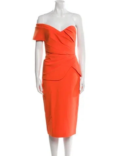 Pre-owned Safiyaa Strapless Midi Length Dress In Orange