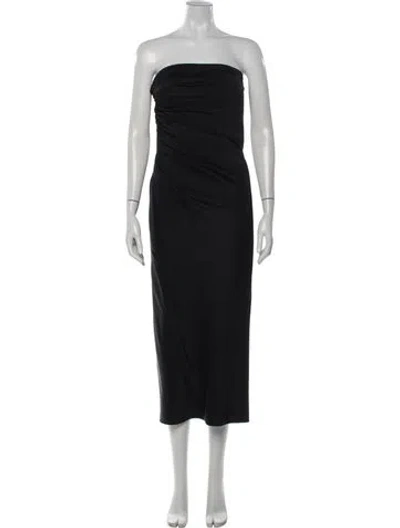 Pre-owned Safiyaa Strapless Midi Length Dress W/ Tags In Black