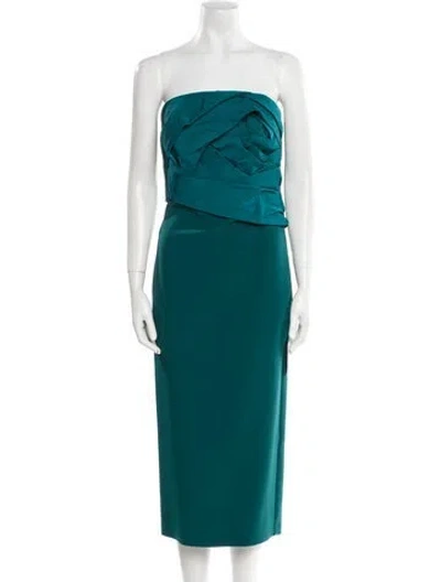 Pre-owned Safiyaa Strapless Midi Length Dress W/ Tags In Green
