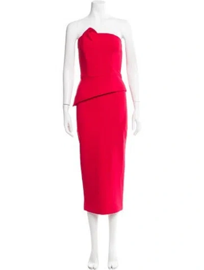 Pre-owned Safiyaa Strapless Midi Length Dress W/ Tags In Red