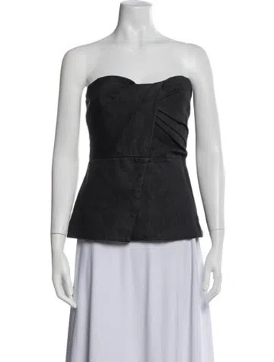 Pre-owned Safiyaa Strapless Top In Black/metallic