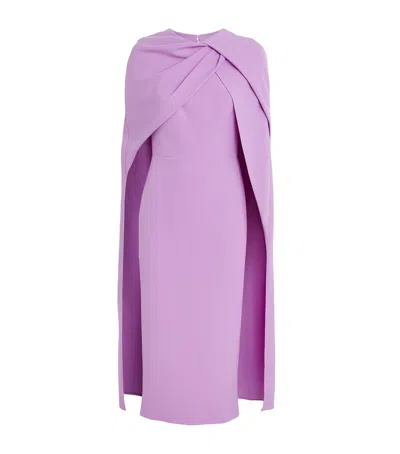 Safiyaa Stretch-crepe Cape Oria Midi Dress In Purple