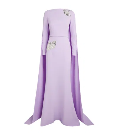 Safiyaa Stretch-crepe Embellished Ginevra Gown In Purple