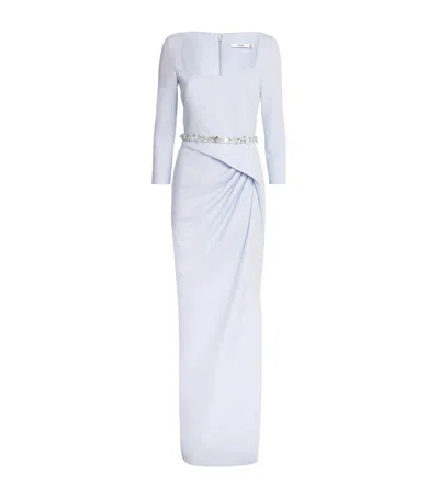 Safiyaa Stretch-crepe Frill-trim Mahir Maxi Dress In Blue