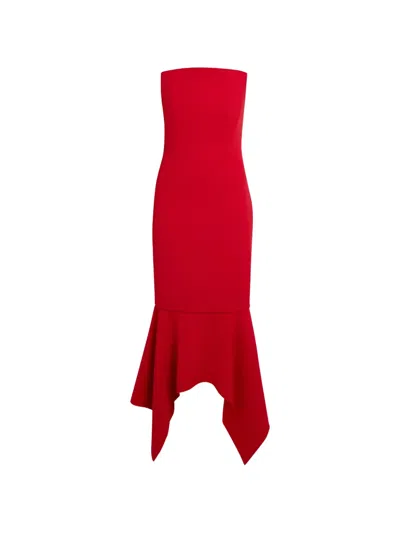 Safiyaa Tegan Asymmetric Midi Dress In Red