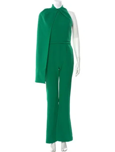Pre-owned Safiyaa Tie Neck Jumpsuit In Green