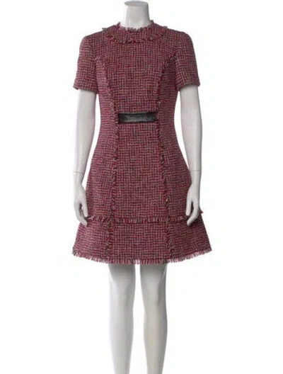 Pre-owned Safiyaa Tweed Pattern Mini Dress In Red