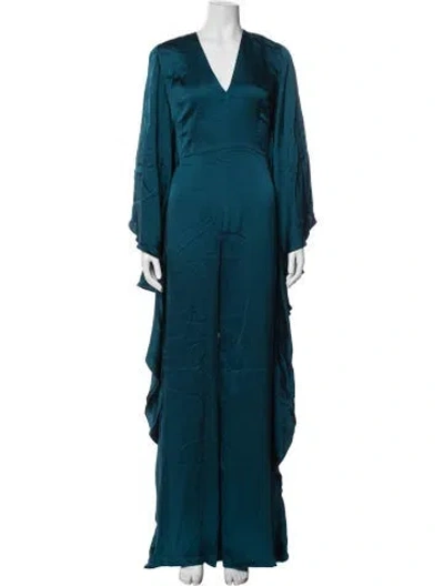Pre-owned Safiyaa V-neck Jumpsuit In Blue