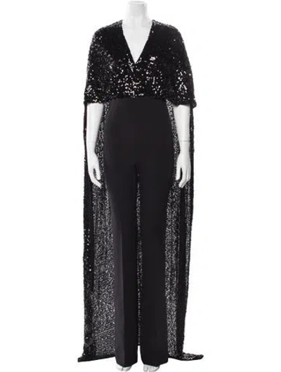 Pre-owned Safiyaa V-neck Jumpsuit W/ Tags In Black