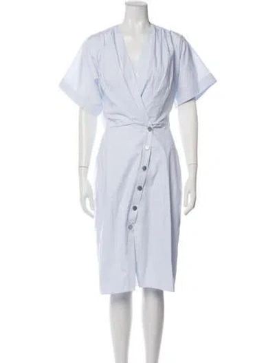 Pre-owned Safiyaa V-neck Knee-length Dress In Blue
