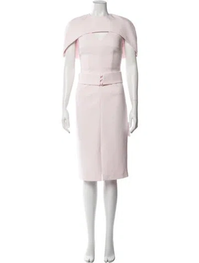 Pre-owned Safiyaa V-neck Knee-length Dress In Pink