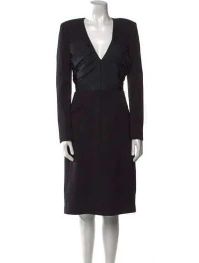 Pre-owned Safiyaa V-neck Knee-length Dress W/ Tags In Black