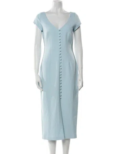 Pre-owned Safiyaa V-neck Long Dress In Blue