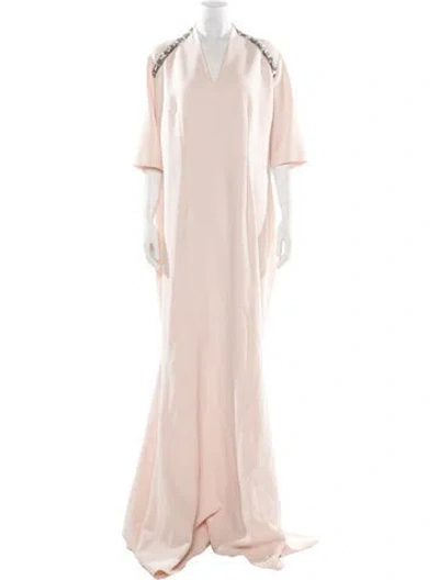 Pre-owned Safiyaa V-neck Long Dress In Pink